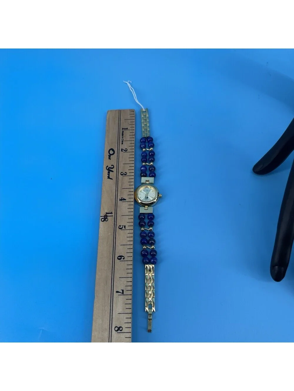 Gloria Vanderbilt Vintage Blue Lapis Bead Watch New Old Stock No Battery